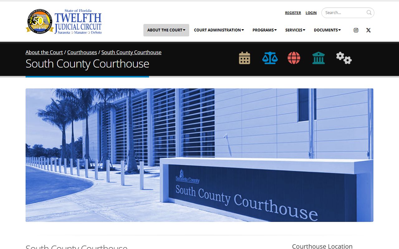 South County Courthouse for Sarasota County Circuit Court records in Venice