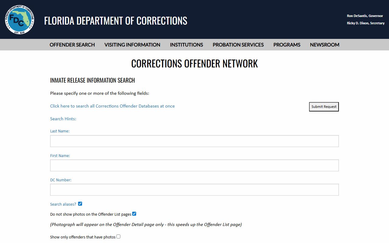 Florida prison release search for Sarasota County released inmates