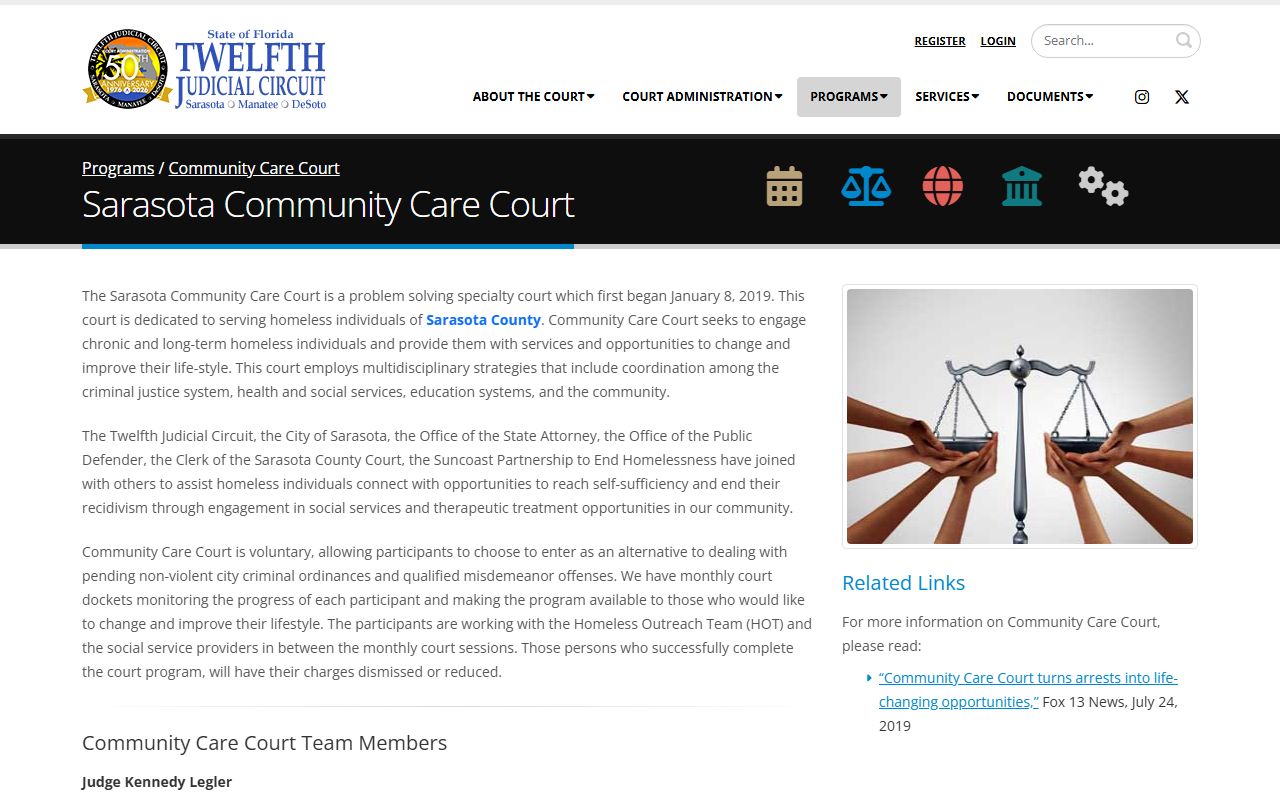 Sarasota County Court records and Community Care Court program